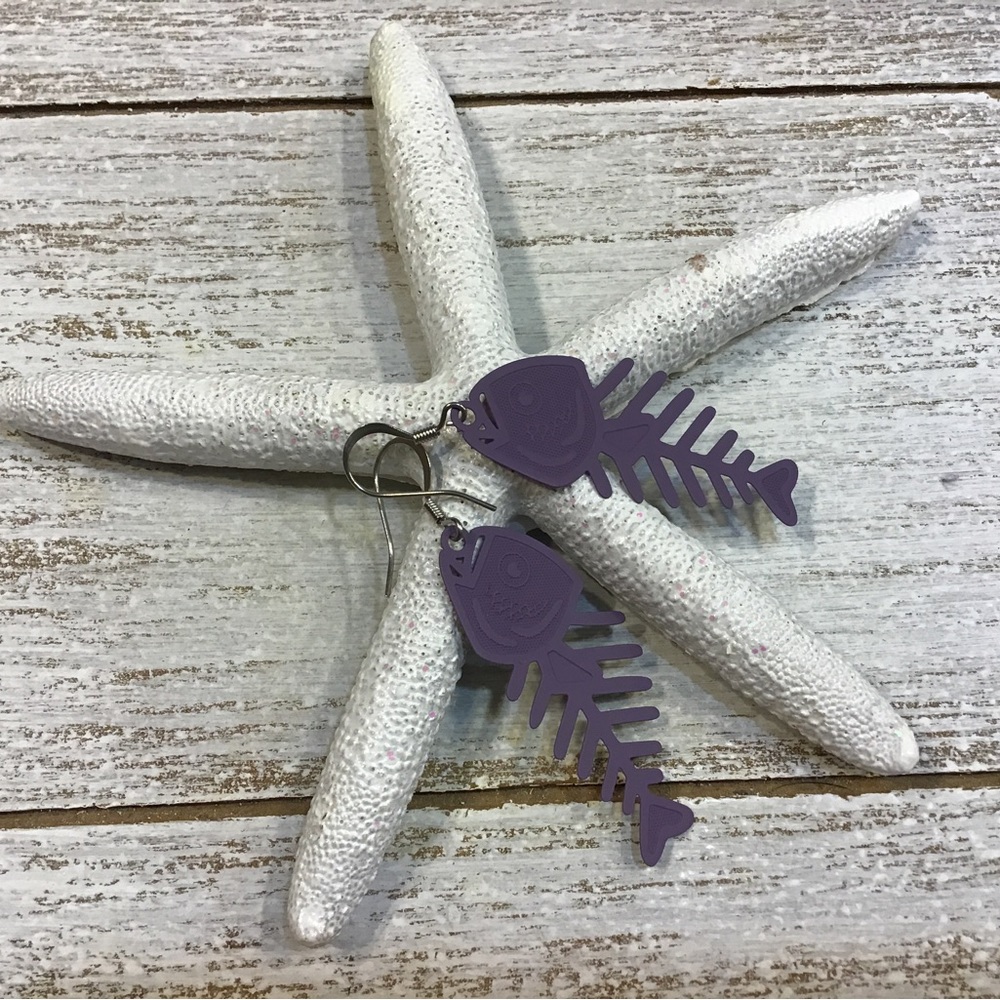 Purple Fishbone Earrings